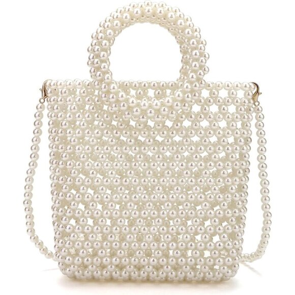 Women Pearl Clutch Bag Beaded Evening Purse Crossbody Wedding Top-Handle main image 4
